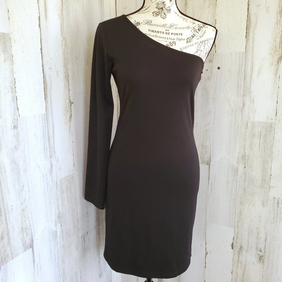 NWT FASHION JUNKIE ONE SHOULDER STRETCH BODYCON DRESS (LBD) - Picture 1 of 7